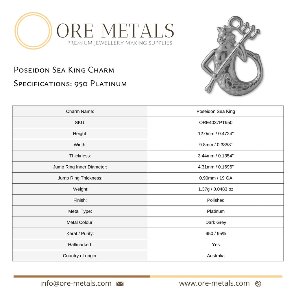 950 Platinum - Poseidon Sea King Charm