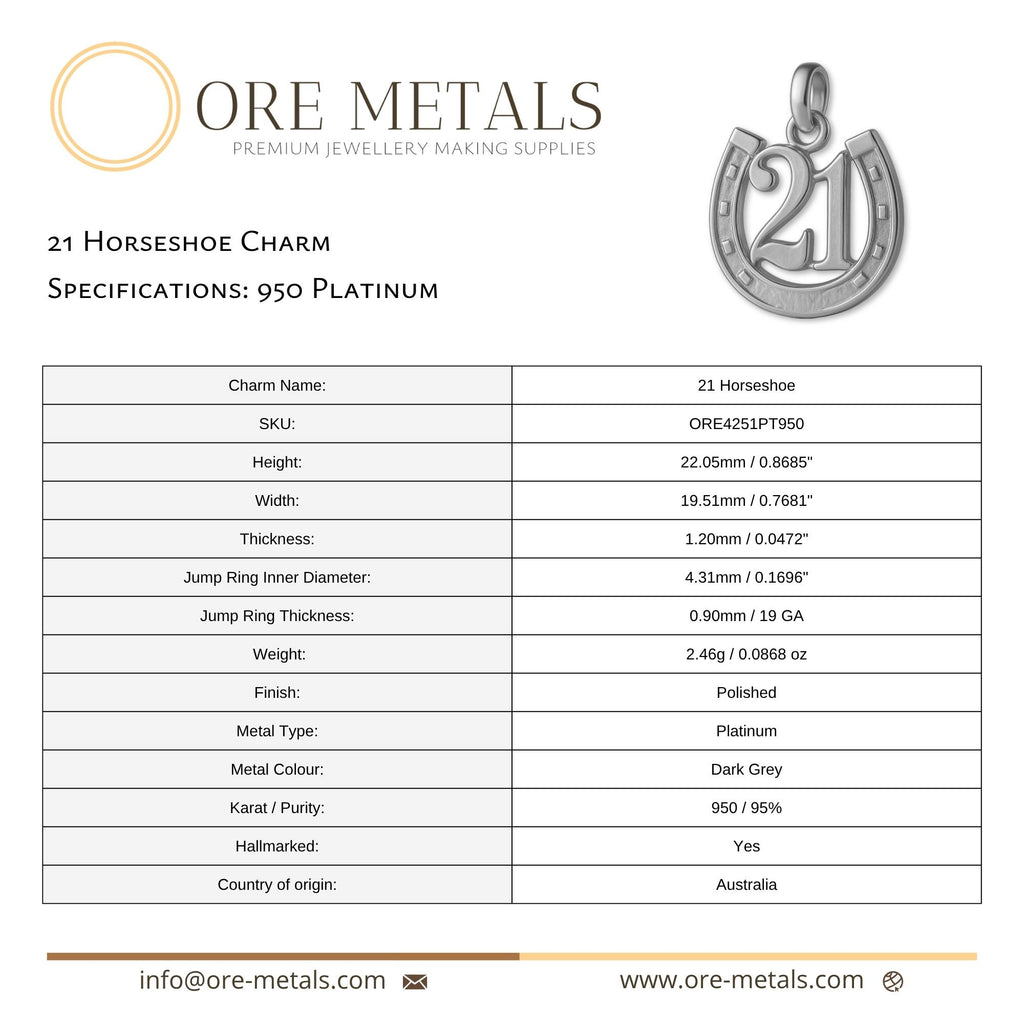 950 Platinum - 21 Horseshoe Charm