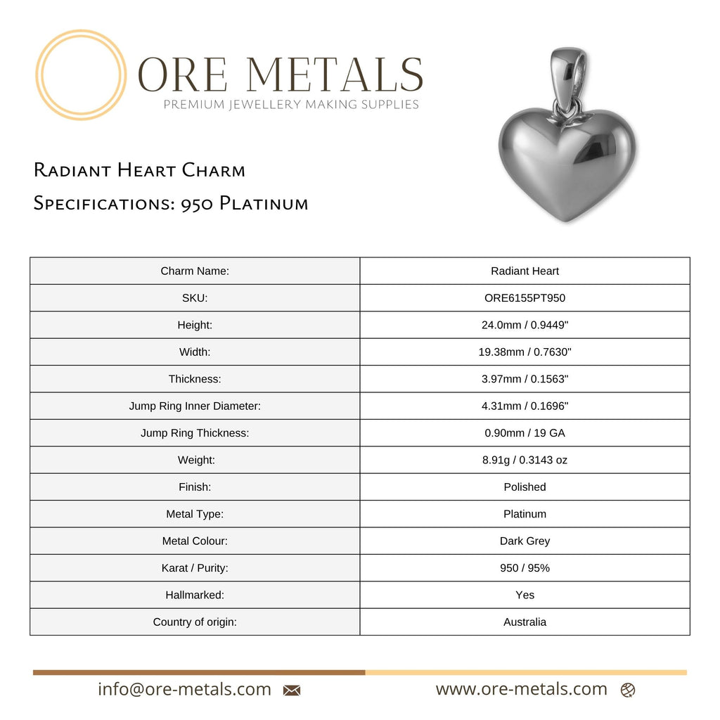 950 Platinum - Radiant Heart Charm