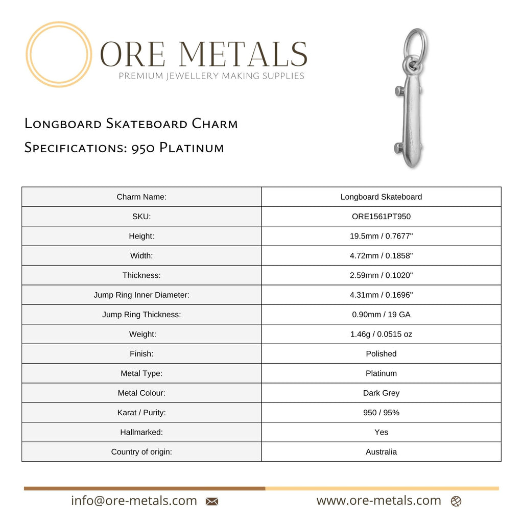 950 Platinum - Longboard Skateboard Charm