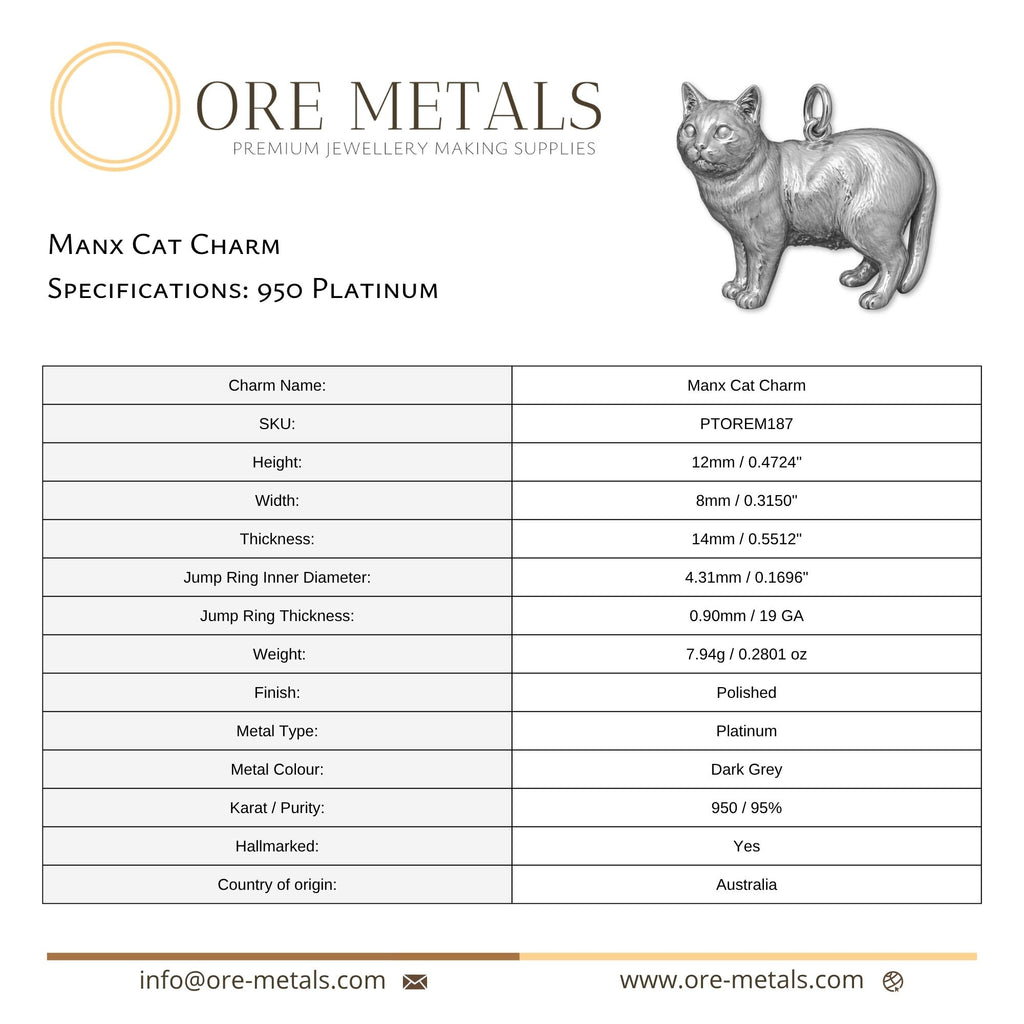 950 Platinum - Manx Cat Charm
