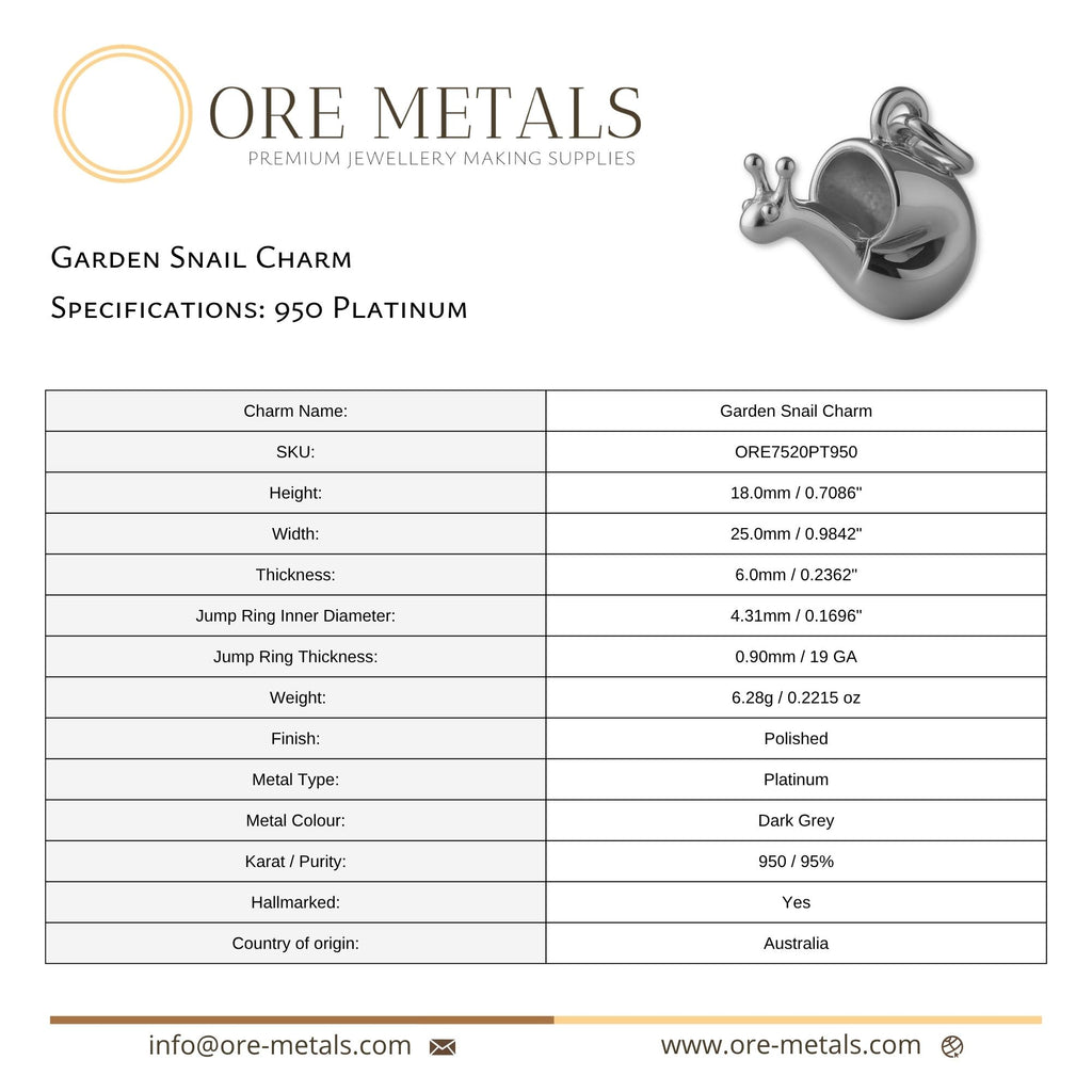 950 Platinum - Garden Snail Charm