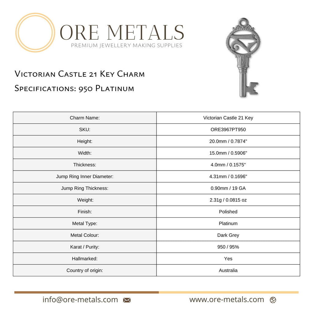 950 Platinum - Victorian Castle 21 Key Charm