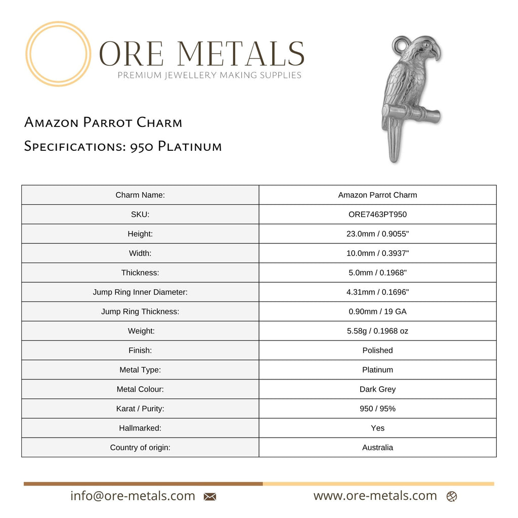950 Platinum - Amazon Parrot Charm