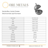 950 Platinum - Soccer Ball Locket Charm