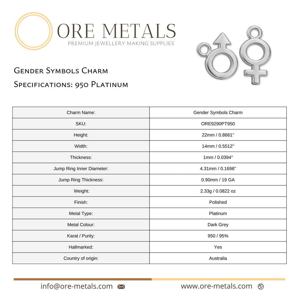 950 Platinum - Gender Symbols Charm