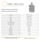 950 Platinum - Ornate Cuckoo Clock Charm