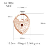 9ct Rose Gold - Engraved Padlock Clasp