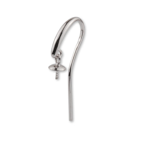 925 Sterling Silver - Swinging Pearl Cup Ear Hook