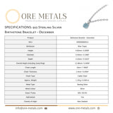 925 Sterling Silver | Blue Topaz- December Birthstone Bracelet