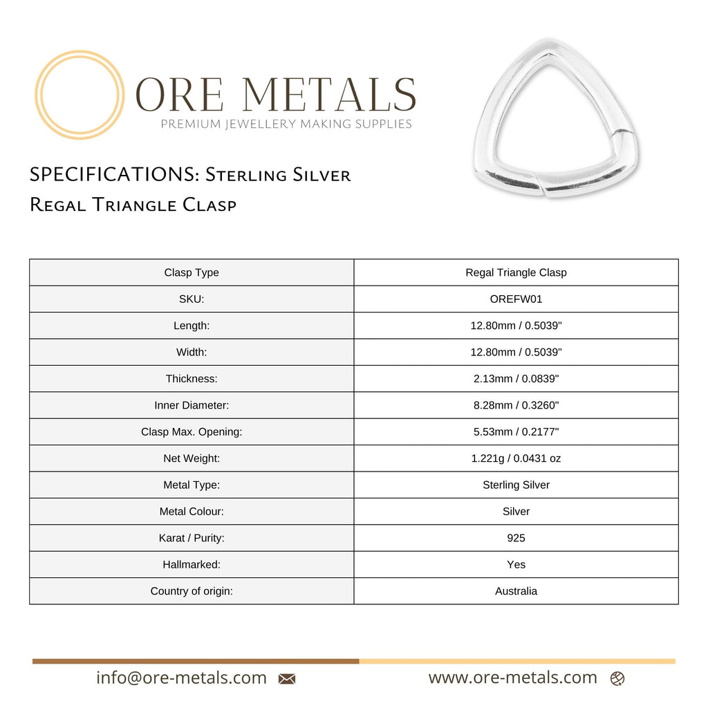 925 Sterling Silver - Regal Triangle Clasp