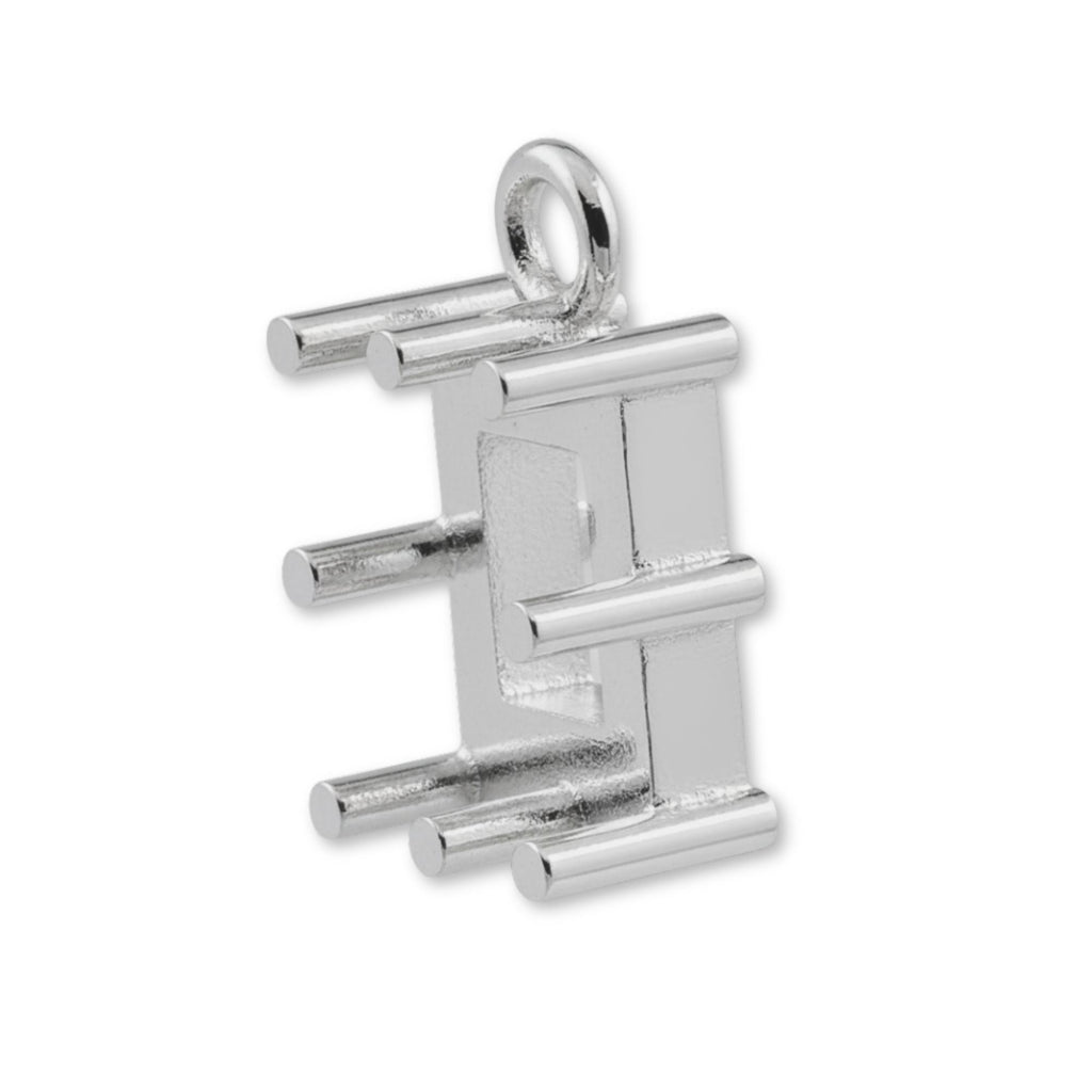 9ct White Gold - Rectangle Prong Setting