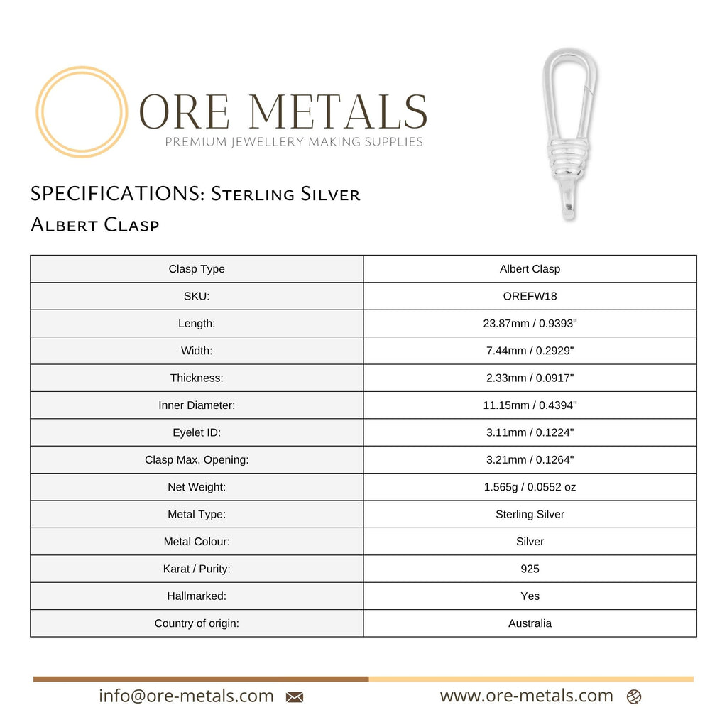 925 Sterling Silver - Albert Clasp
