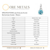 925 Sterling Silver | Aquamarine - March Birthstone Charm