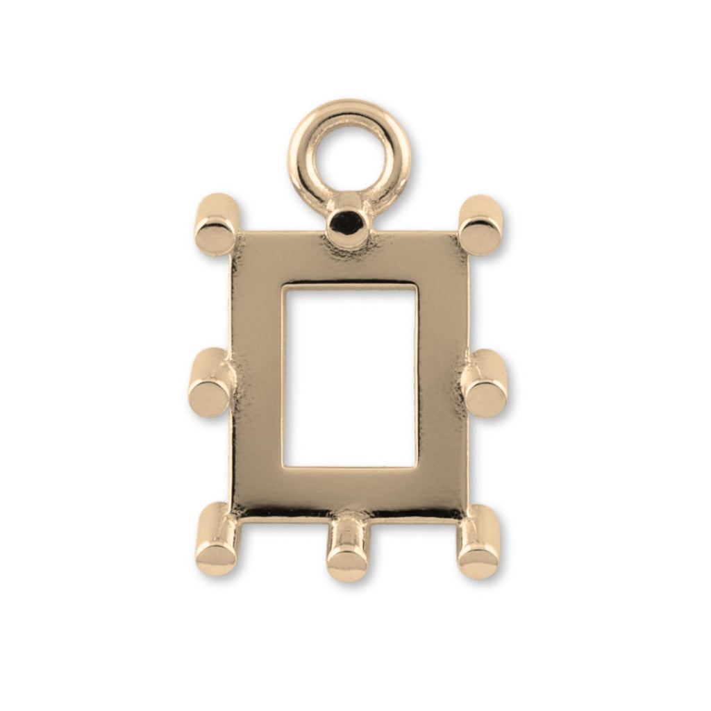 9ct Yellow Gold - Rectangle Prong Setting