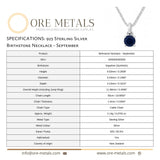 925 Sterling Silver - September Birthstone Necklace | Sapphire