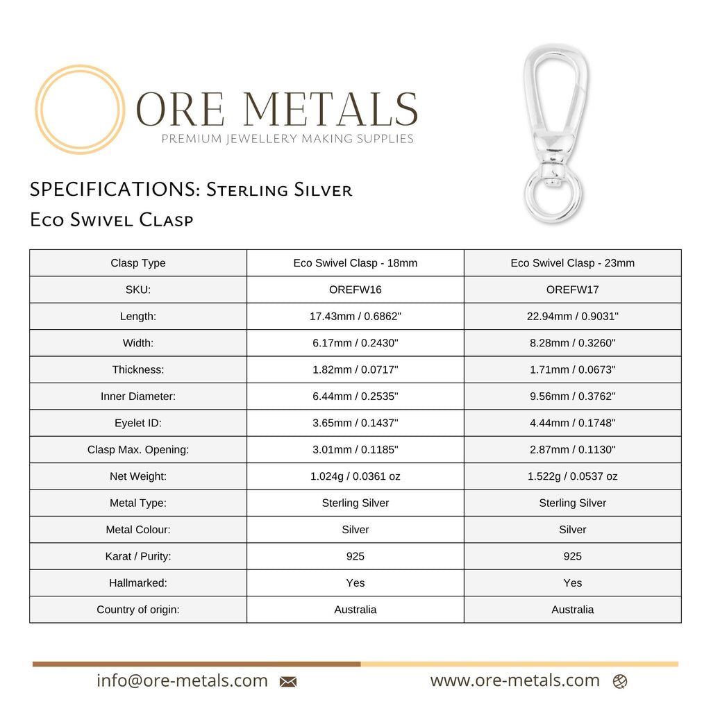 925 Sterling Silver - Eco Swivel Clasp