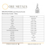 925 Sterling Silver | White Topaz - April Birthstone Charm