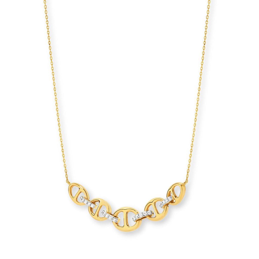 18ct Yellow Gold | 0.12ct GH/SI - Diamond Anchor Chain Necklace
