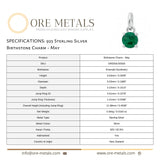 925 Sterling Silver | Emerald - May Birthstone Charm