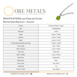 925 Sterling Silver | Peridot - August Birthstone Bracelet