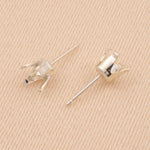 925 Sterling Silver - Easy Set Round 4 Claw - Earring Settings