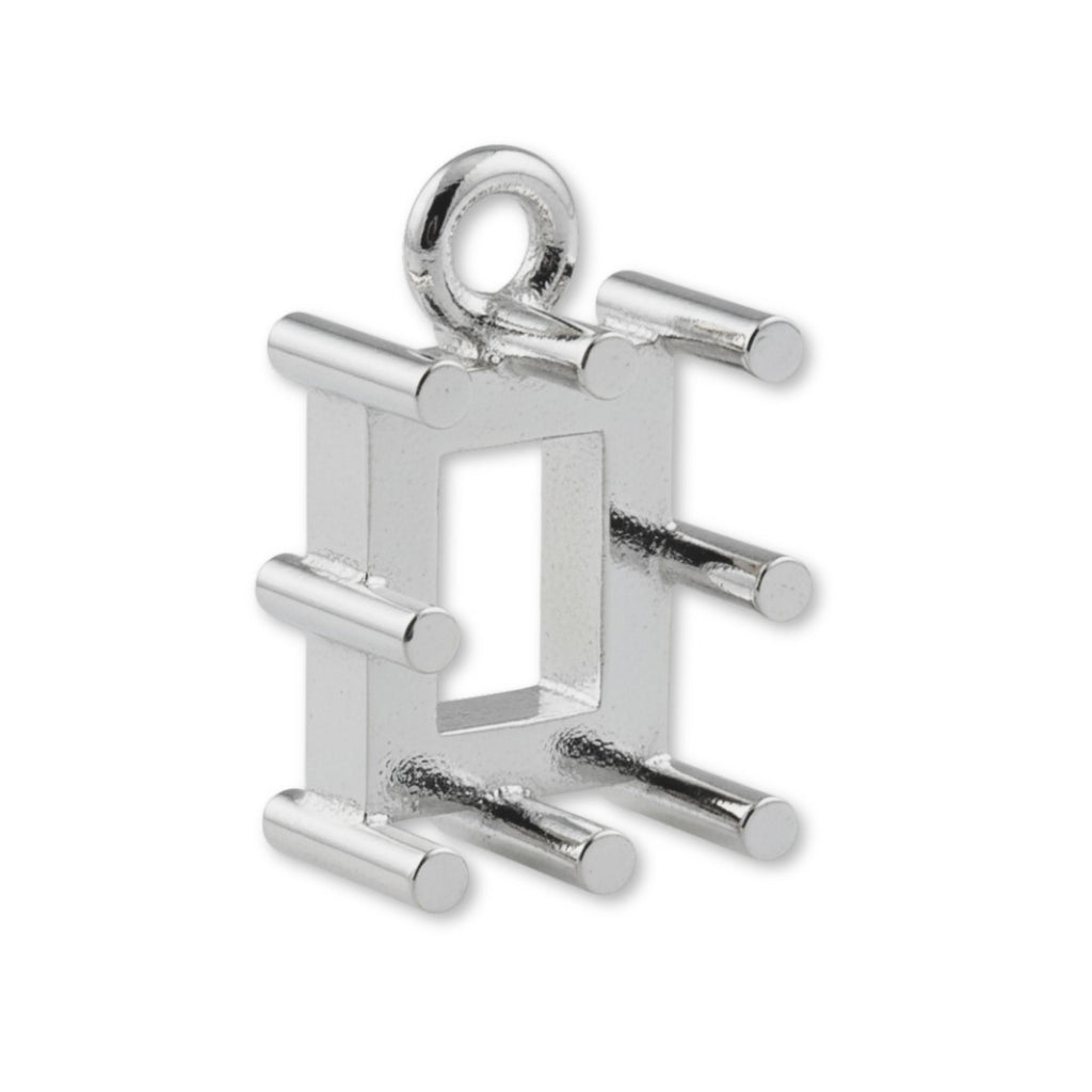 9ct White Gold - Rectangle Prong Setting