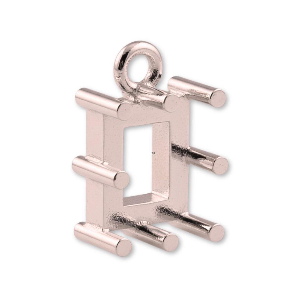 18ct Rose Gold - Rectangle Prong Setting
