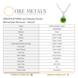 925 Sterling Silver - August Birthstone Necklace | Peridot