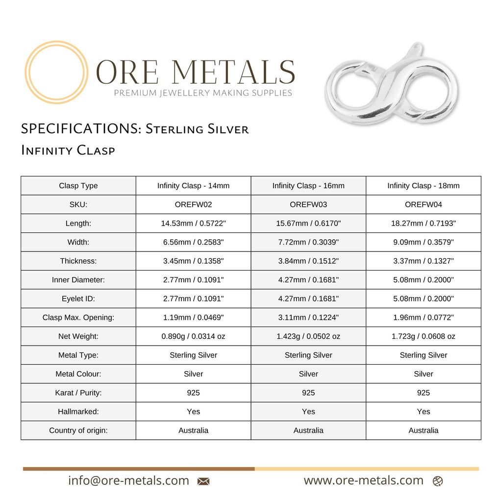 925 Sterling Silver - Infinity Clasp
