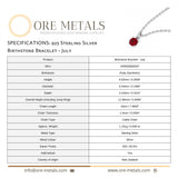 925 Sterling Silver | Ruby - July Birthstone Bracelet