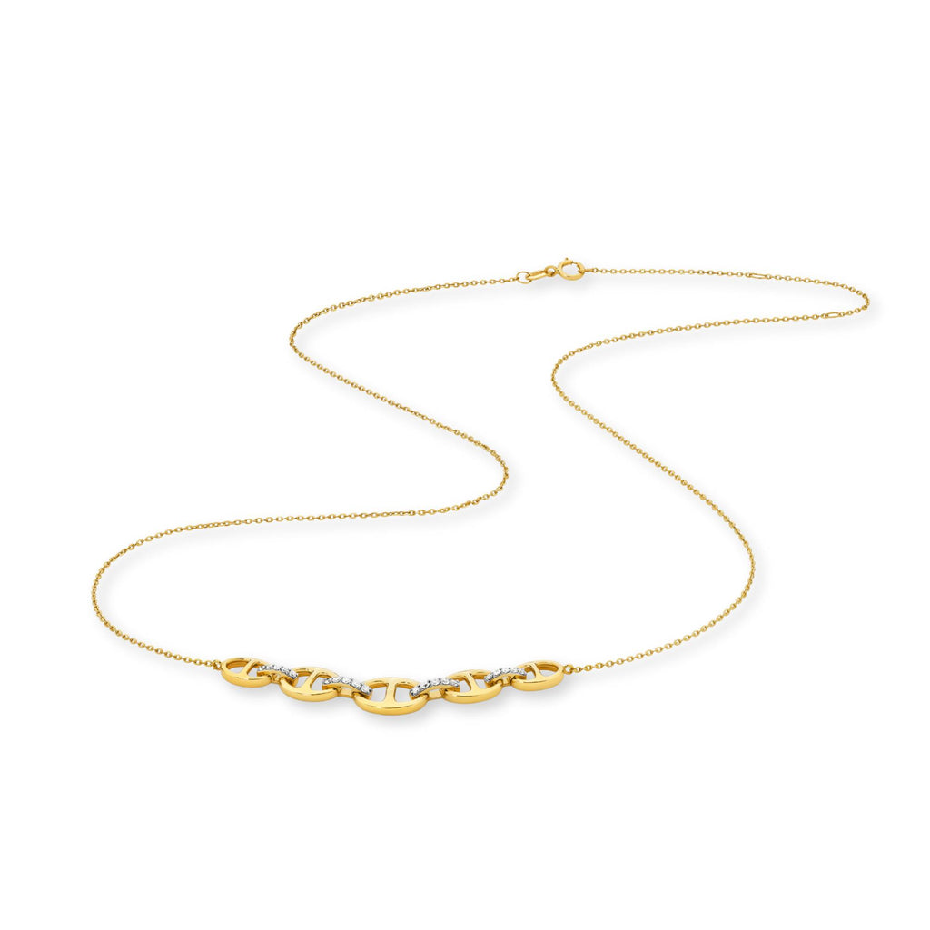 18ct Yellow Gold | 0.12ct GH/SI - Diamond Anchor Chain Necklace