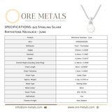925 Sterling Silver - June Birthstone Necklace | Pearl