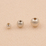 925 Sterling Silver - Round Corrugated Beads