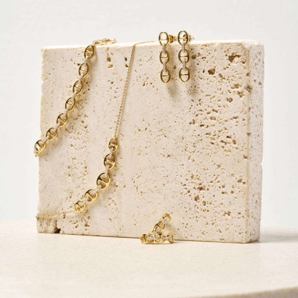 18ct Yellow Gold | 0.12ct GH/SI - Diamond Anchor Chain Necklace