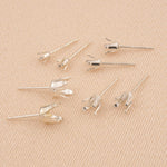 925 Sterling Silver - Easy Set Round 4 Claw - Earring Settings