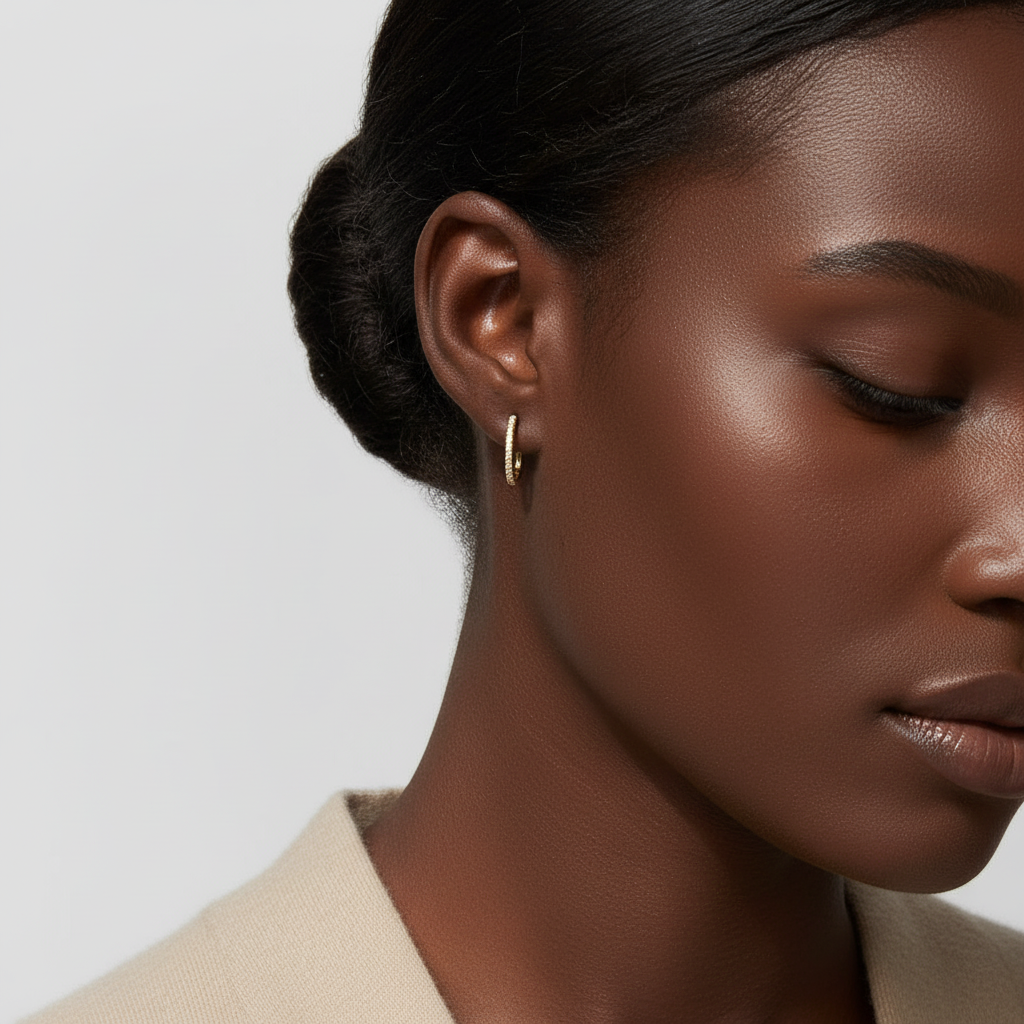 18ct Yellow Gold | 0.15ct GH/SI - Dainty Diamond Hoop Earrings