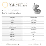 925 Sterling Silver - Soccer Ball Locket Charm