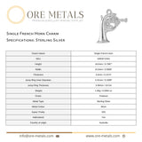 925 Sterling Silver - Single French Horn Charm