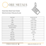 925 Sterling Silver - Christmas Snow Sled Charm