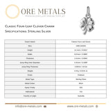925 Sterling Silver - Classic Four-Leaf Clover Charm