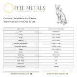 925 Sterling Silver - Oriental Shorthair Cat Charm