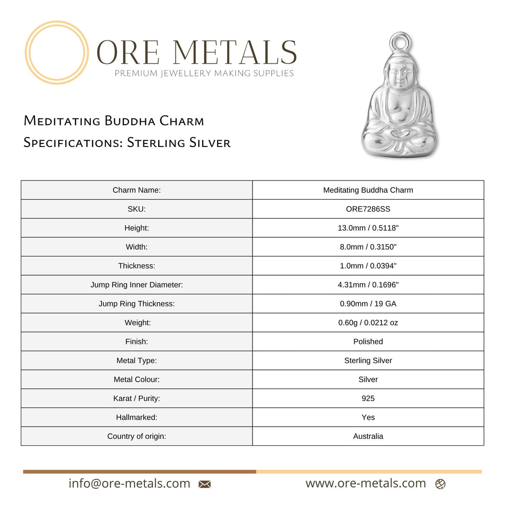 925 Sterling Silver - Meditating Buddha Charm