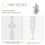 925 Sterling Silver - Classic Koala Charm