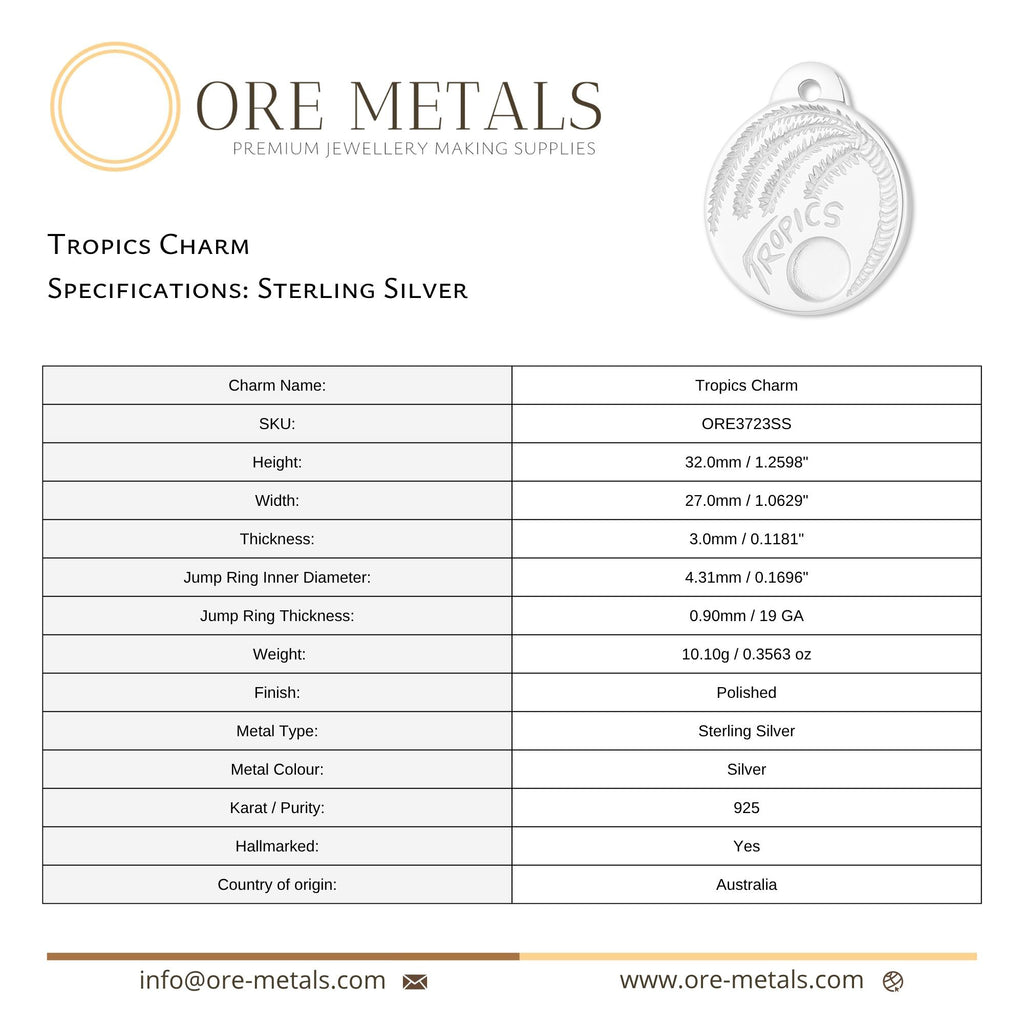 925 Sterling Silver - Tropics Charm