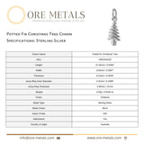 925 Sterling Silver - Potted Fir Christmas Tree Charm