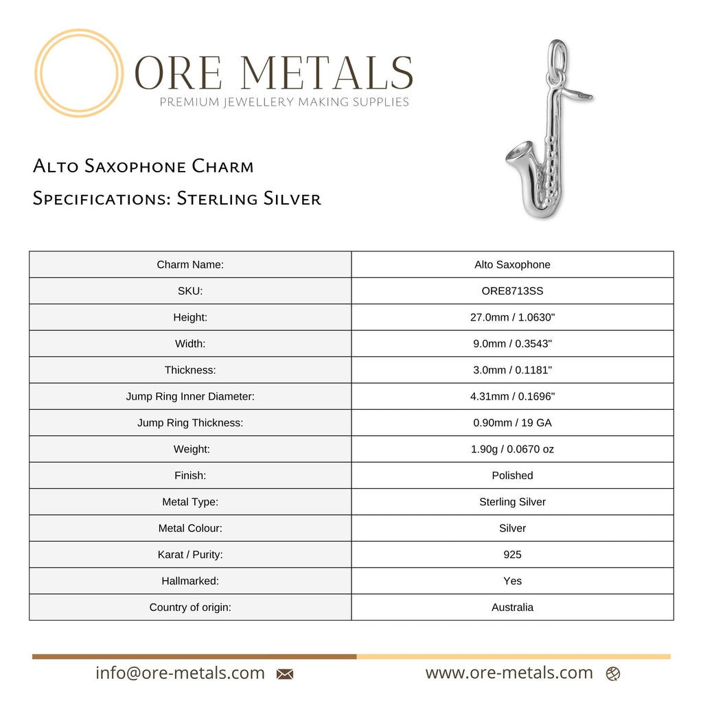 925 Sterling Silver - Alto Saxophone Charm