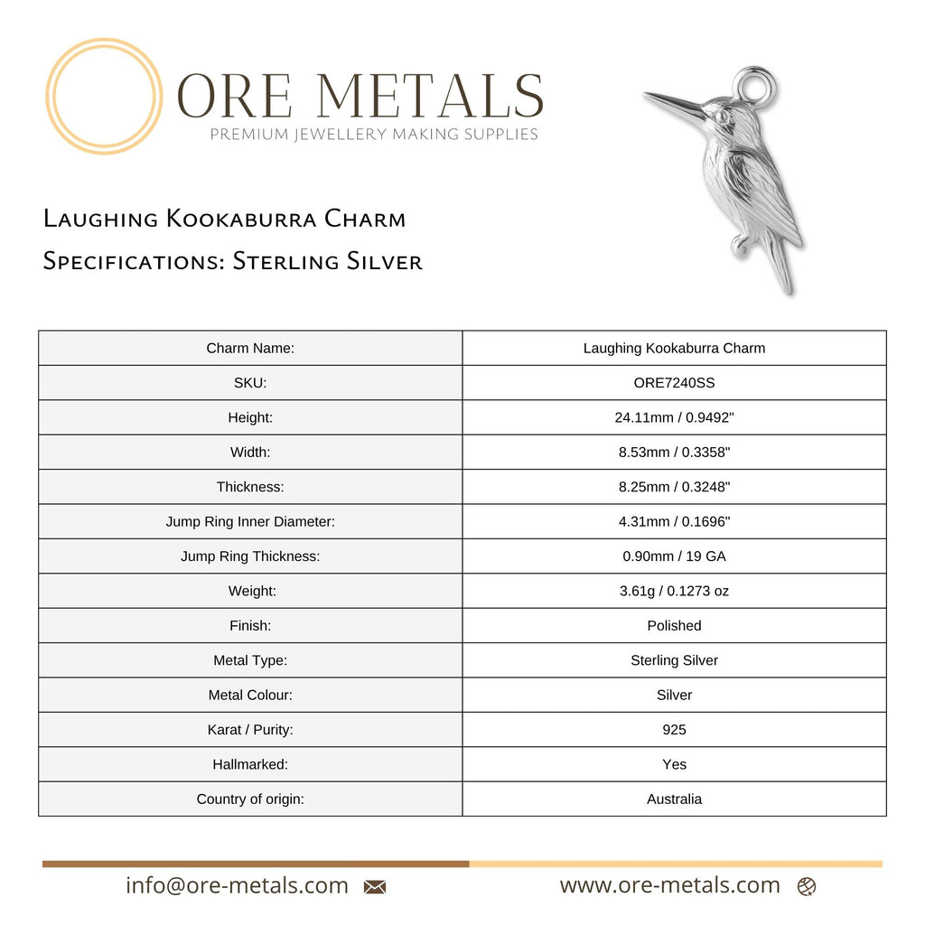 925 Sterling Silver - Laughing Kookaburra Charm