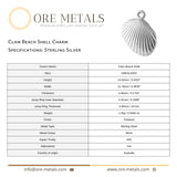 925 Sterling Silver - Clam Beach Shell Charm