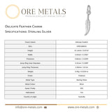 925 Sterling Silver - Delicate Feather Charm